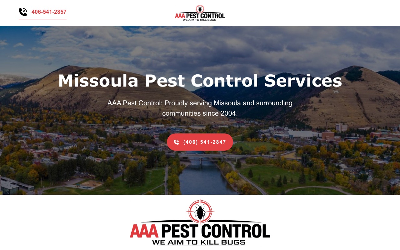 AAA Pest Control website homepage