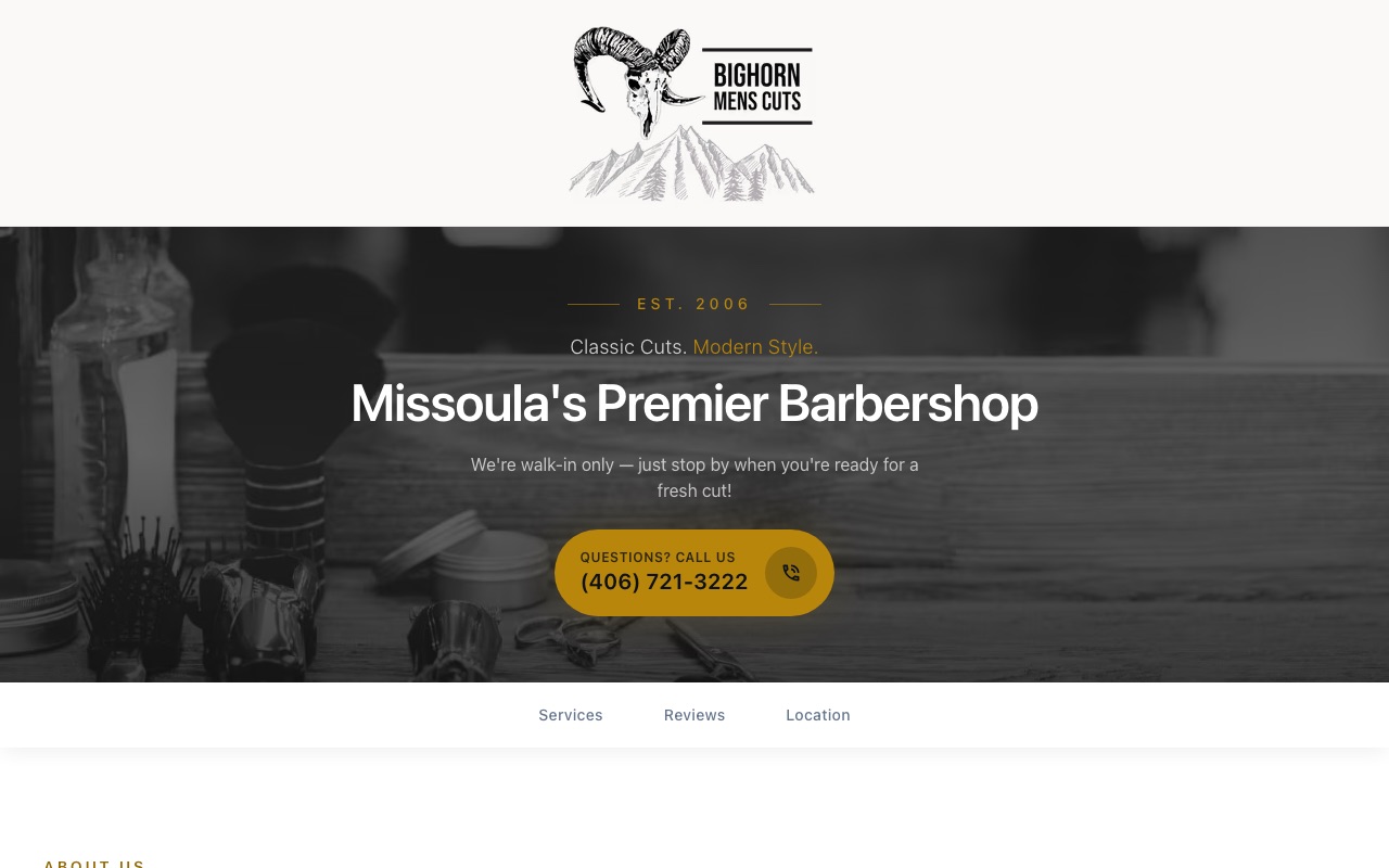 Bighorn Mens Cuts website homepage